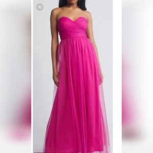 Strapless Pink Tulle Evening Gown Prom Dress Size Medium